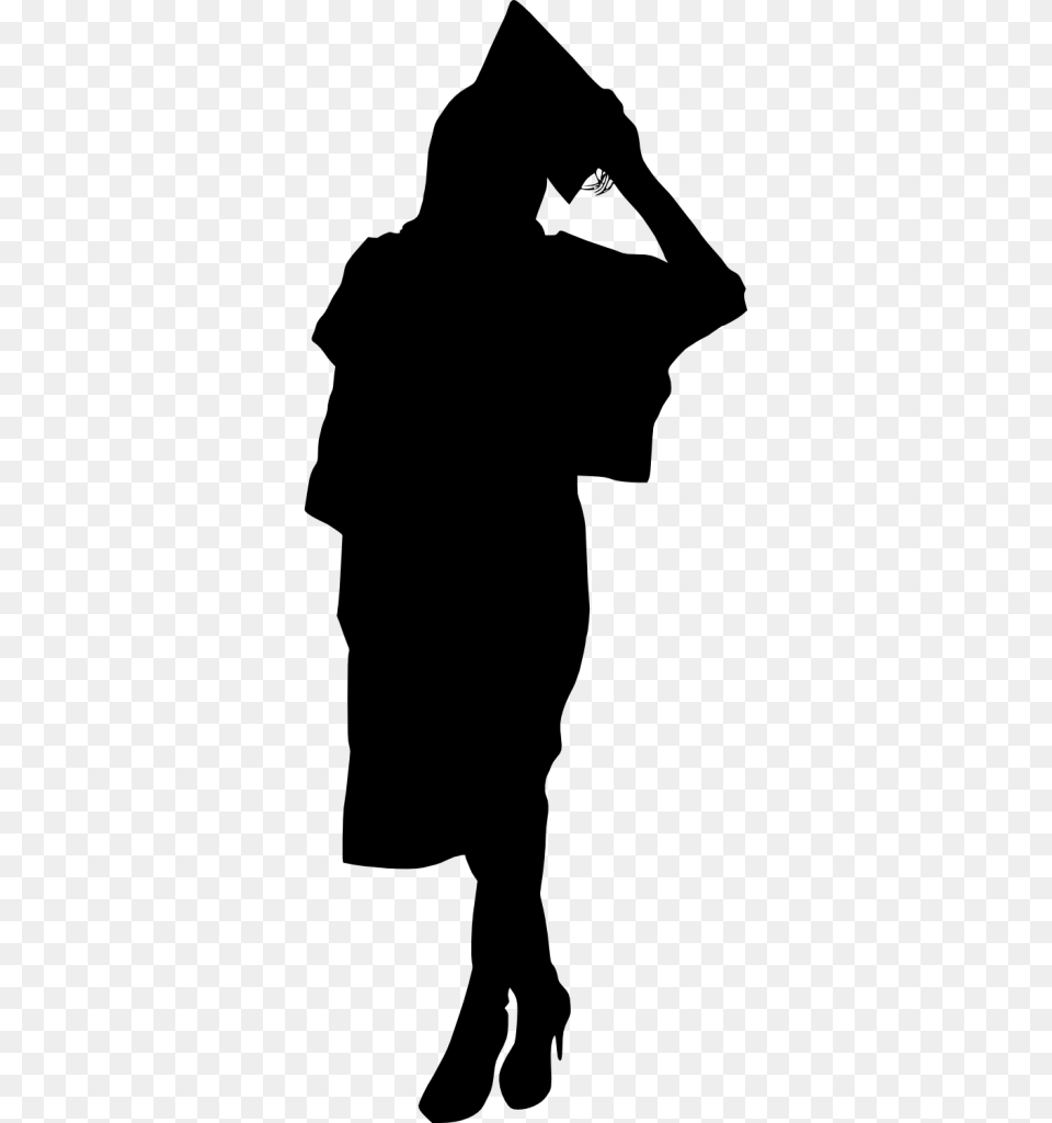 Graduate Girl Silhouette Transparent, Gray Free Png