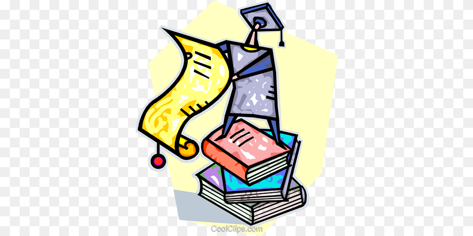 Graduate Standing On A Stack Of Books Royalty Free Vector Clip Art, People, Person, Dynamite, Text Png