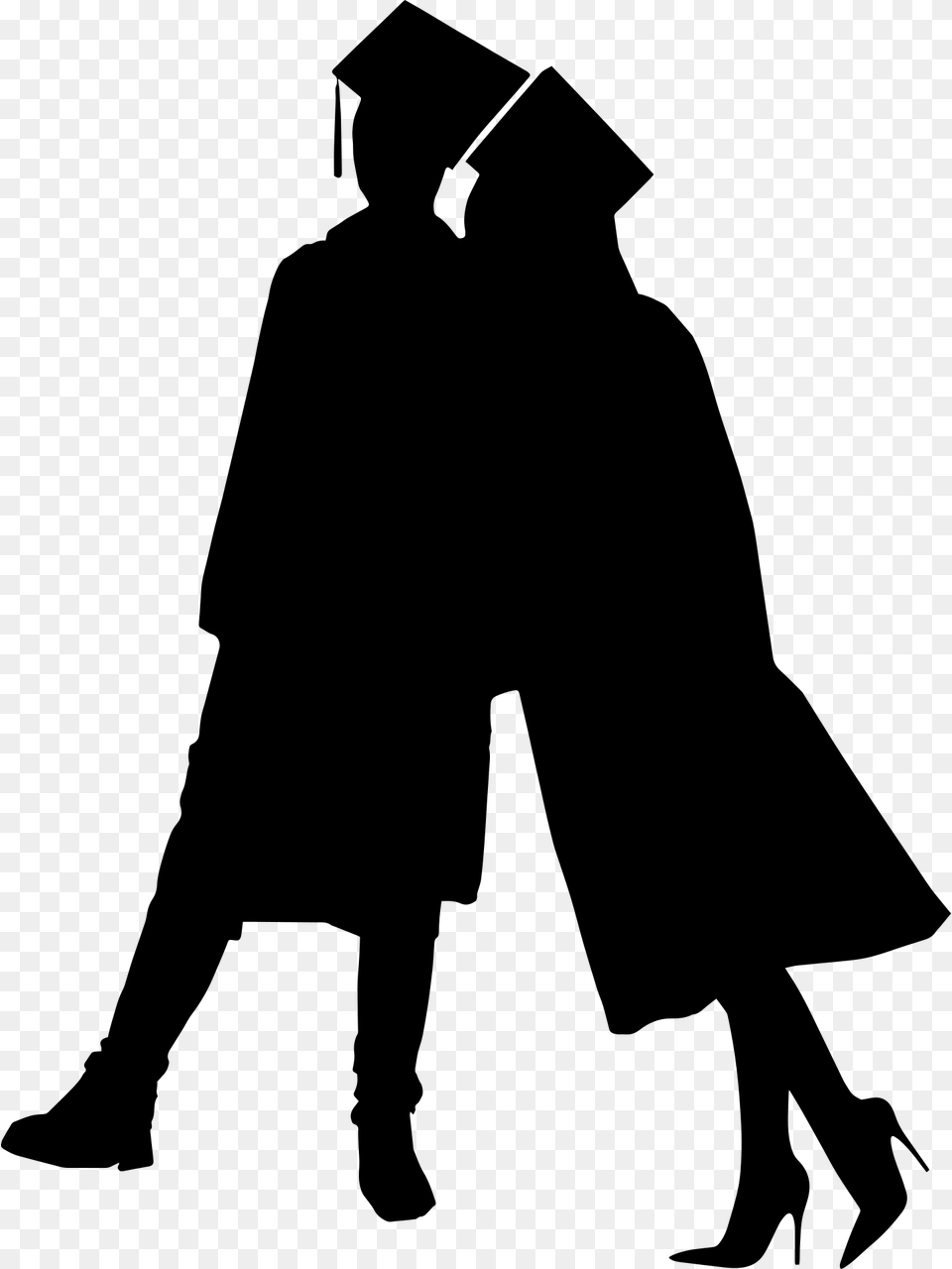 Graduating Silhouette, Gray Png Image