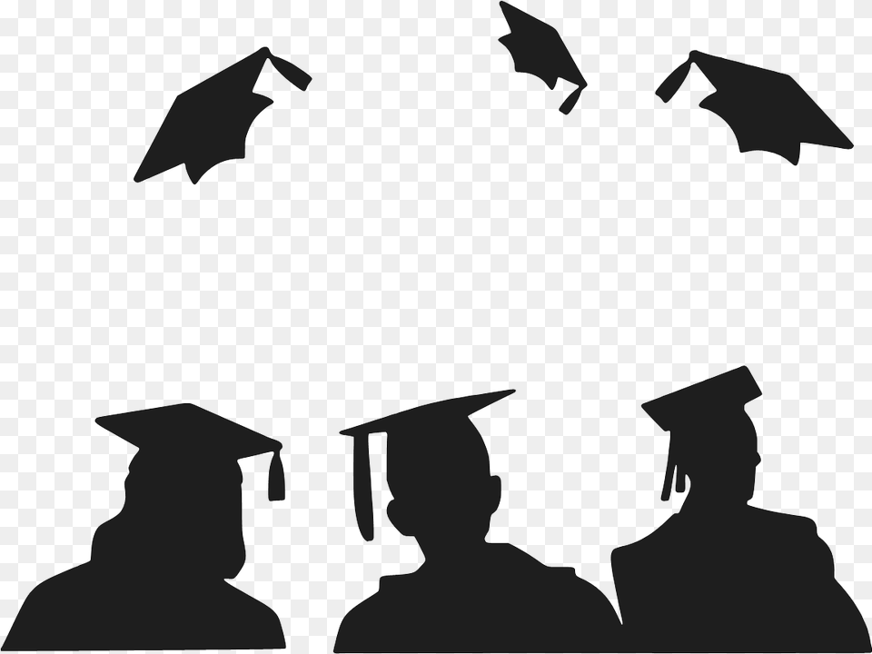 Graduation Black And White, People, Person, Silhouette, Animal Free Transparent Png