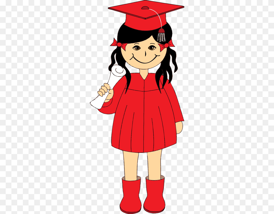 Graduation Clipart Red, Person, People, Girl, Child Free Png