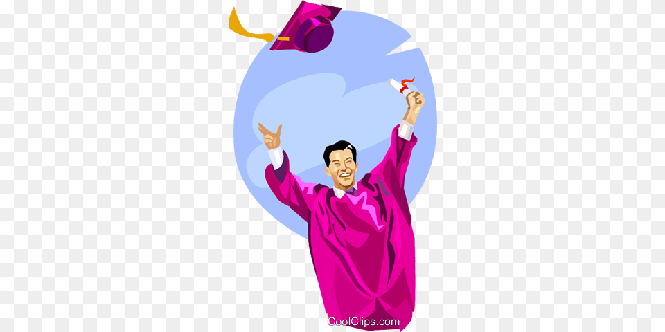 Graduation Day Royalty Free Vector Clip Art Illustration, Purple, Clothing, Coat, Person Png Image