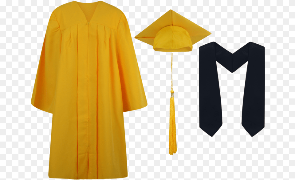 Graduation Gown Yellow Graduation Cap And Gown, Clothing, Coat, People, Person Free Png