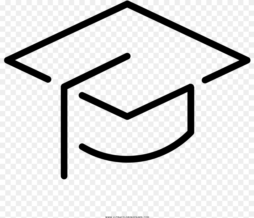 Graduation Hat Coloring, Gray Free Transparent Png