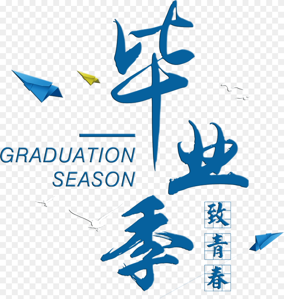 Graduation Season To Youth Paper Airplane Art Word Graduation Ceremony, Animal, Bird, Text Free Transparent Png