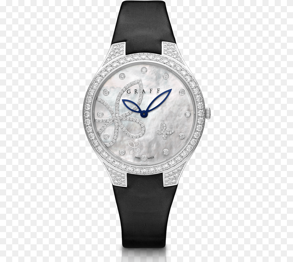 Graff Butterfly Silhouette White Gold Amp Diamonds Ladies, Arm, Body Part, Person, Wristwatch Free Png