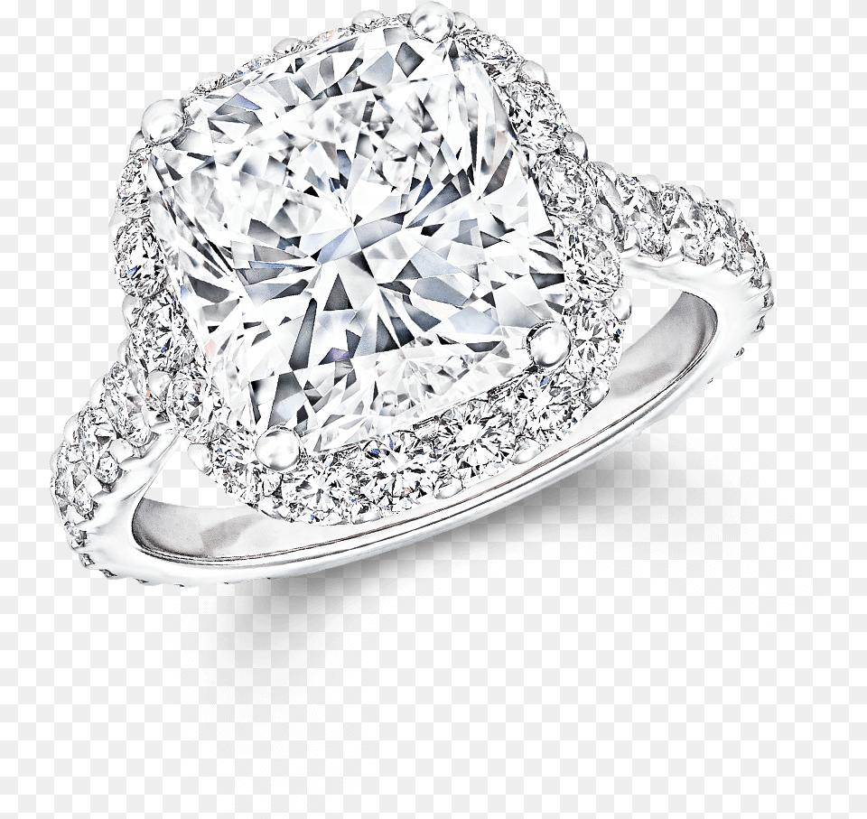 Graff Cushion Cut Diamond Engagement Ring, Accessories, Gemstone, Jewelry, Silver Free Transparent Png