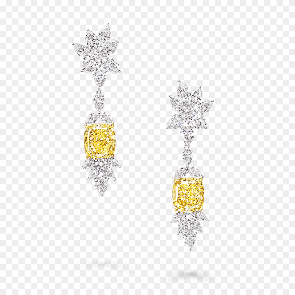 Graff Yellow Diamond High Jewellery A Yellow And White Earrings, Accessories, Earring, Gemstone, Jewelry Free Png