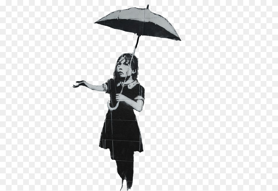 Graffiti Banksy Rain Umbrella Girl Freetoedit Emeril39s New Orleans, Canopy, Person, Silhouette Free Transparent Png