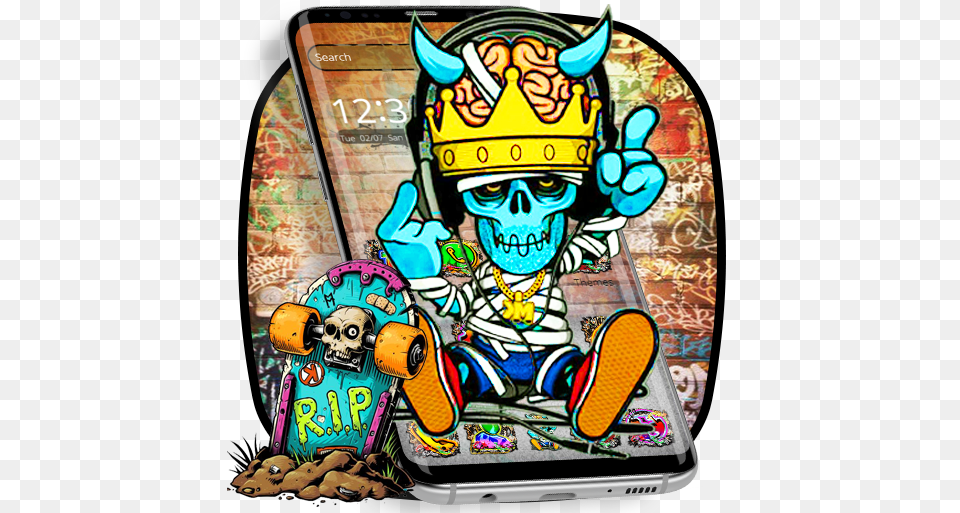 Graffiti Music Crown Skull Theme Cartoon, Book, Comics, Publication, Person Free Png