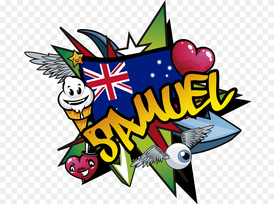Graffiti Name Australian Flag Urban Decal Fictional Character, Face, Head, Person Free Transparent Png