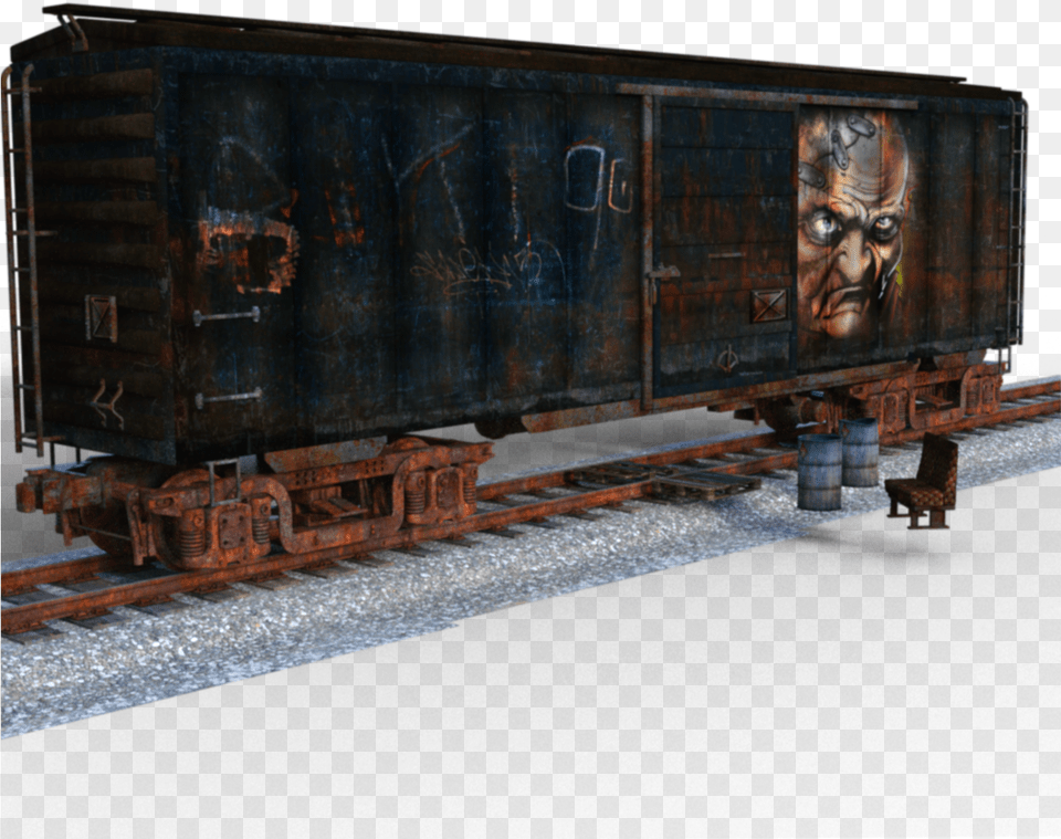 Graffiti Railway Wagon Old Railroad Car, Transportation, Vehicle, Freight Car, Shipping Container Free Transparent Png