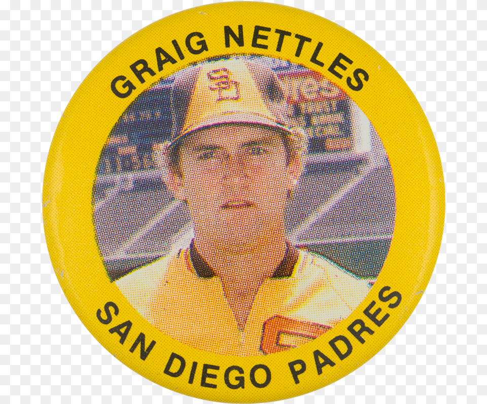 Graig Nettles San Diego Padres Sports Button Museum Emblem, Symbol, Badge, Logo, Person Png