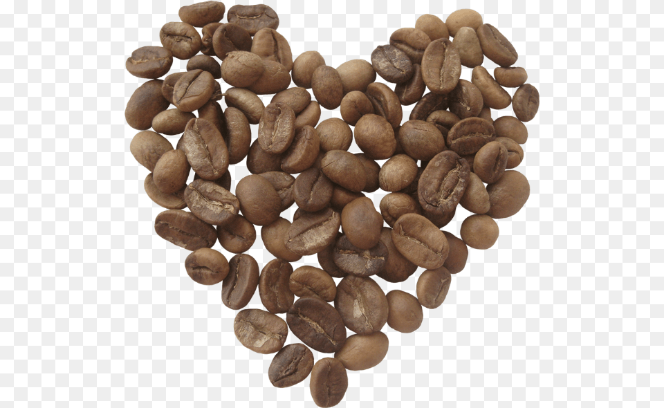 Grains De Caf Tube Coeur Coffee Bean, Beverage, Fungus, Plant, Coffee Beans Free Transparent Png
