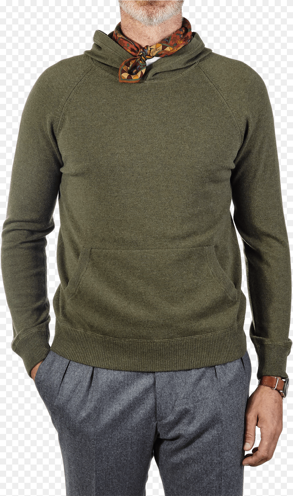 Gran Sasso Green Wool Blend Hooded Sweater Front Man, Sweatshirt, Clothing, Hoodie, Knitwear Free Png Download