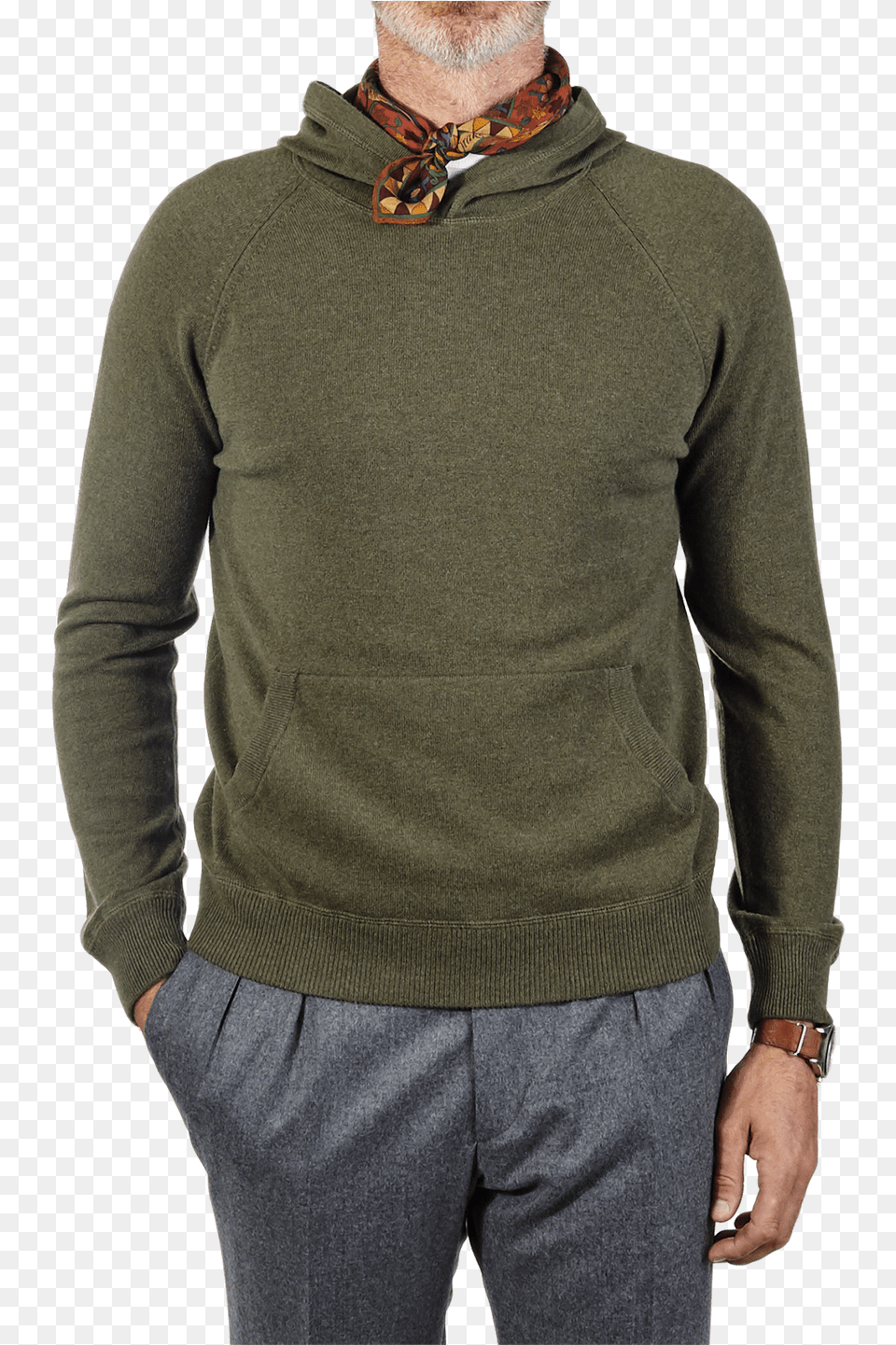 Gran Sasso Green Wool Blend Hooded Sweater Front Sweater, Sweatshirt, Sleeve, Long Sleeve, Knitwear Free Png Download