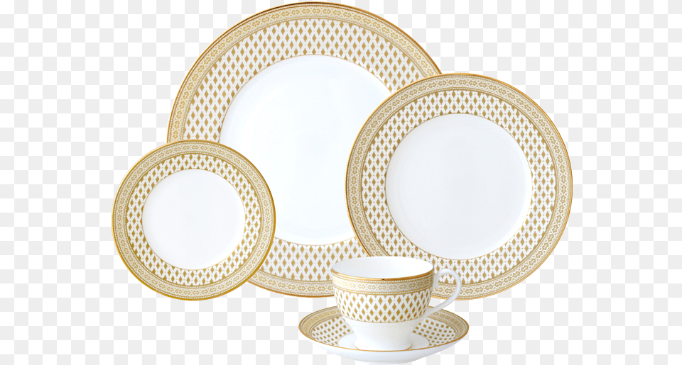 Granada Gold 5 Piece Place Setting Table Service, Art, Cup, Porcelain, Pottery Png Image