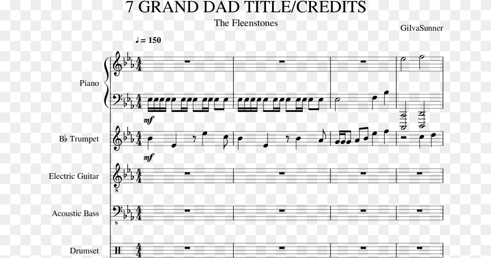 Grand Dad Title Theme Amp Ending For Jazz Band Sheet, Gray Free Transparent Png