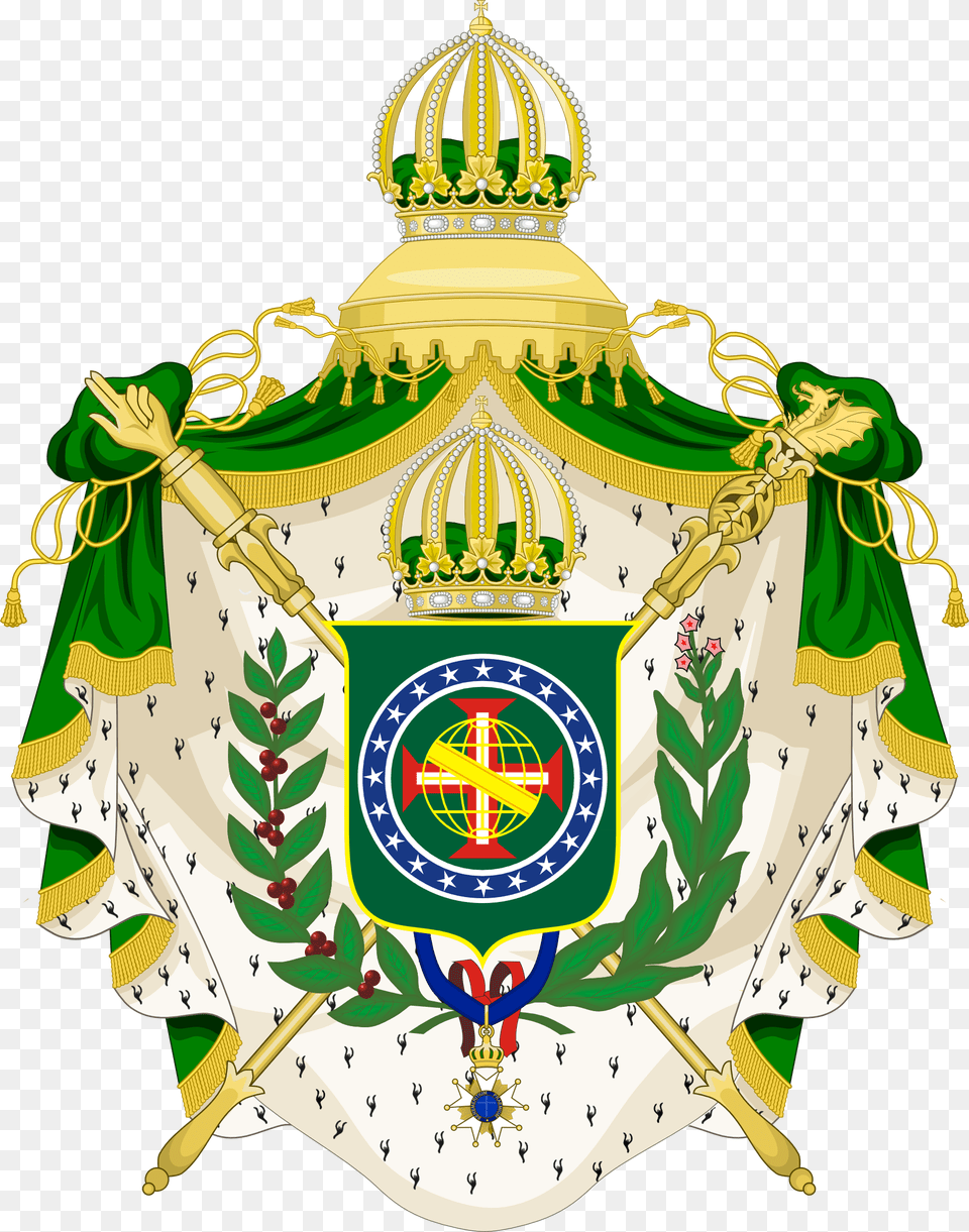 Grand Imperial Arms Of Brazil Coat Of Arms Empire Of Brazil, Logo, Emblem, Symbol, Badge Free Png