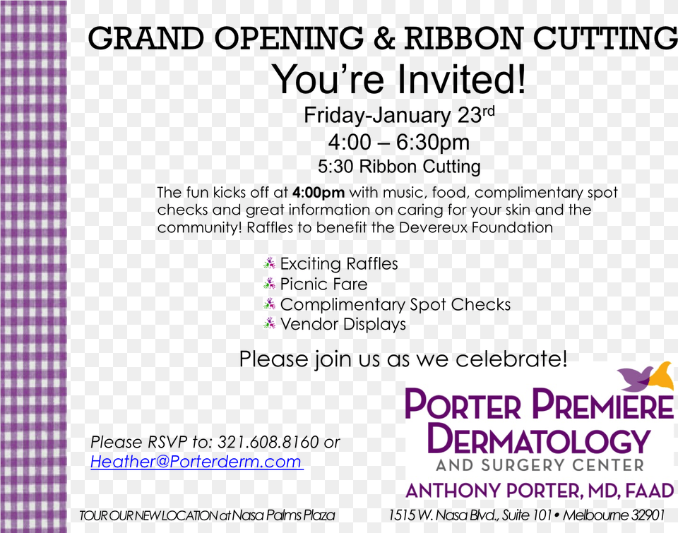 Grand Opening Ribbon Cutting For Porter Premiere Dermatology Construction Company, Page, Text, Purple Free Png Download