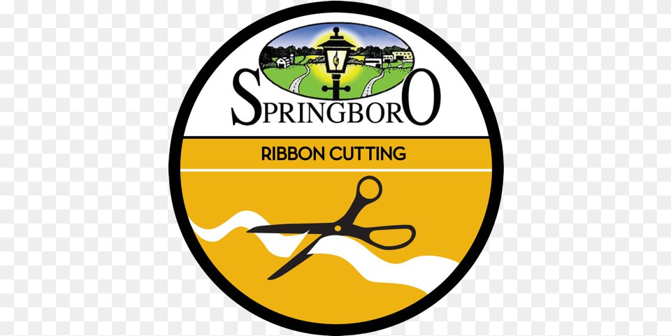 Grand Opening Ribbon Cutting Springboro Chamber Of Commerce, Scissors, Logo, Disk Free Transparent Png