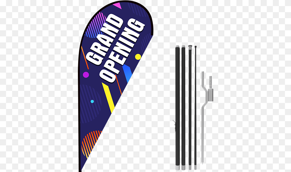 Grand Opening Stock Teardrop Flag With Ground Stake Skateboarding, Cutlery, Fork, Electrical Device, Microphone Png