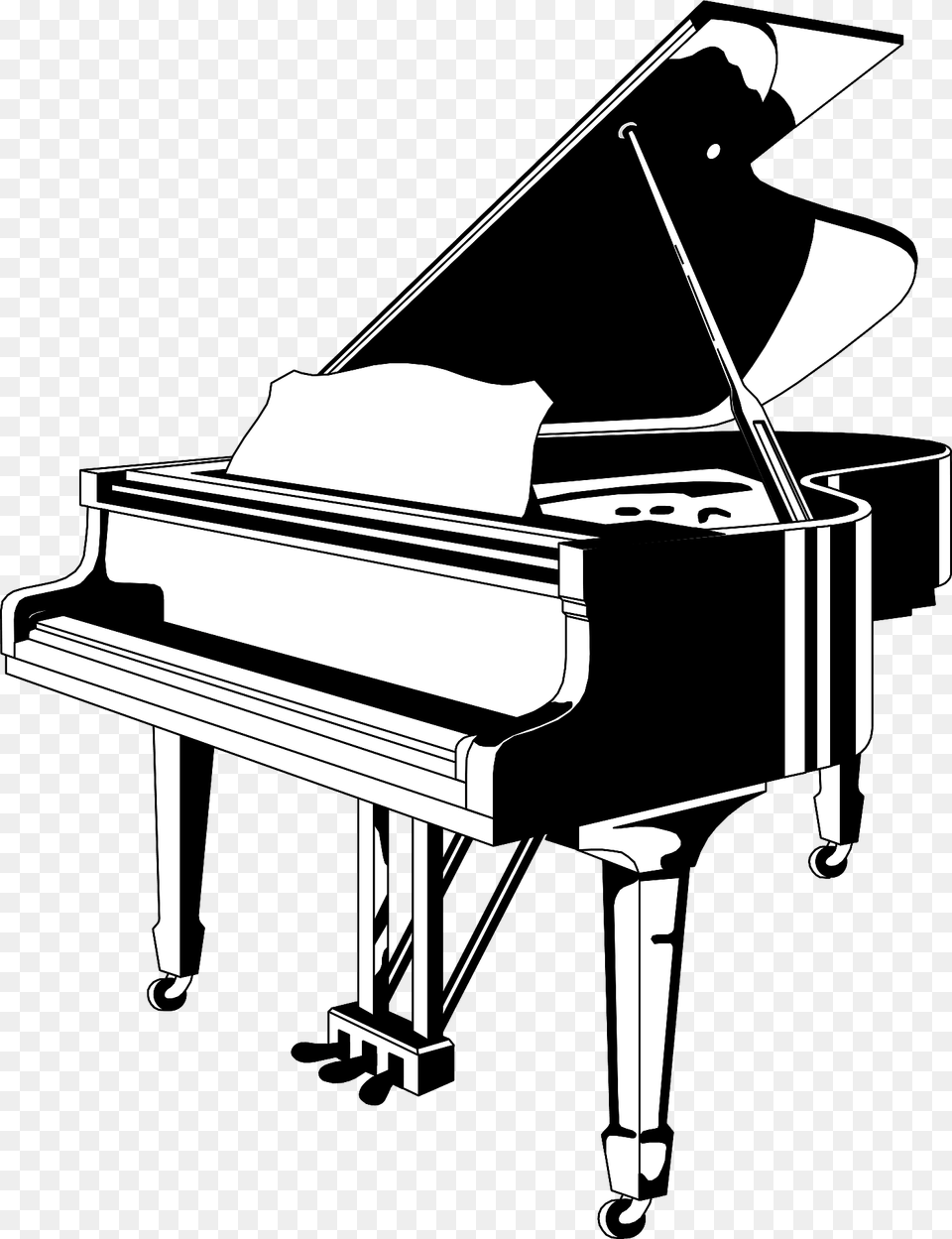 Grand Piano Black And White Clipart, Grand Piano, Keyboard, Musical Instrument Png Image