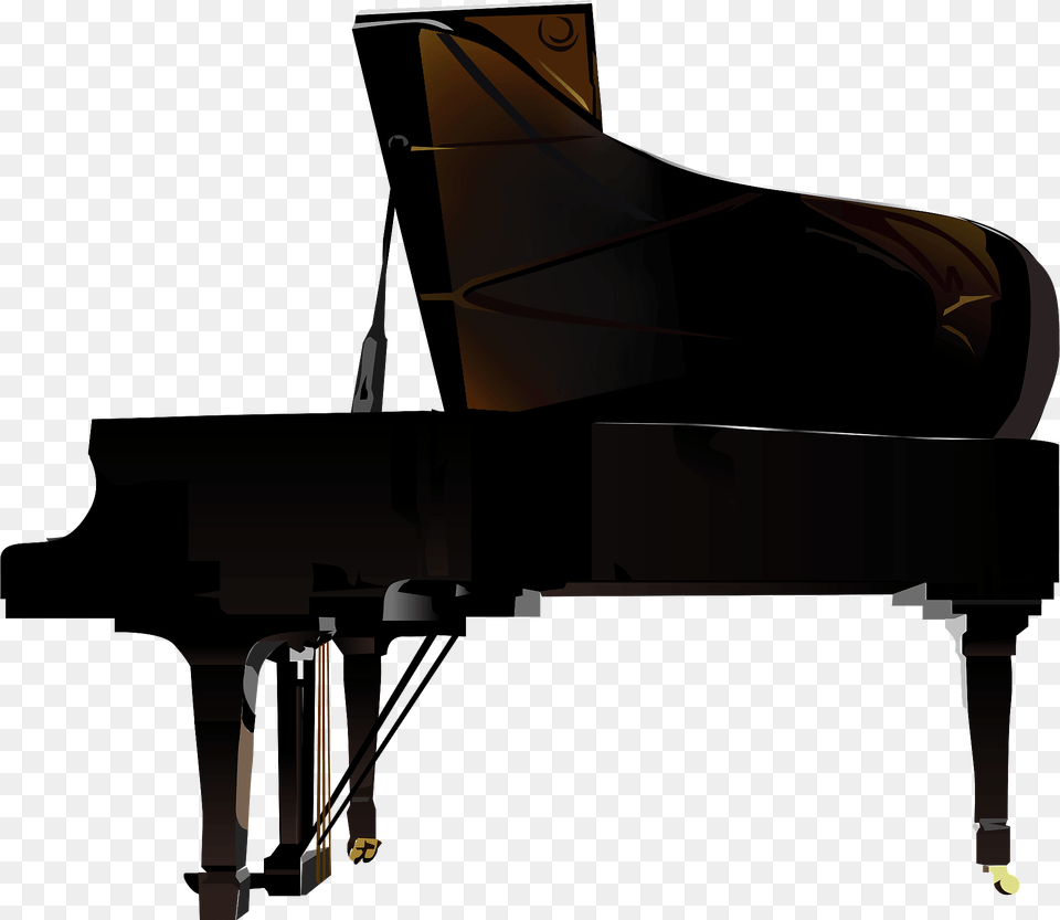 Grand Piano Silhouette Clipart, Grand Piano, Keyboard, Musical Instrument Png Image