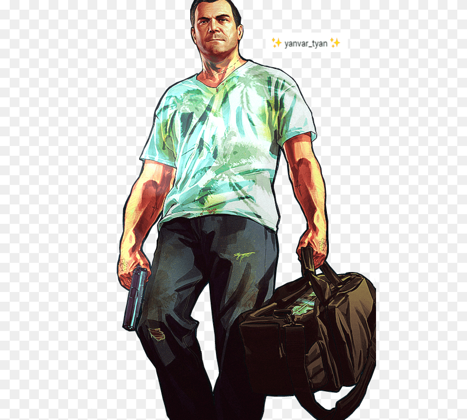 Grand Theft Auto 5 Fan Art, T-shirt, Bag, Clothing, Person Free Png