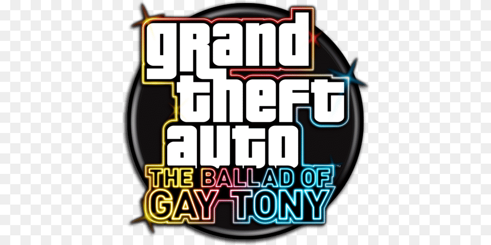Grand Theft Auto The Ballad Of Gay Tony Download Gta The Ballad Of Gay Tony Logo, Scoreboard, Light, Text, Sticker Free Png