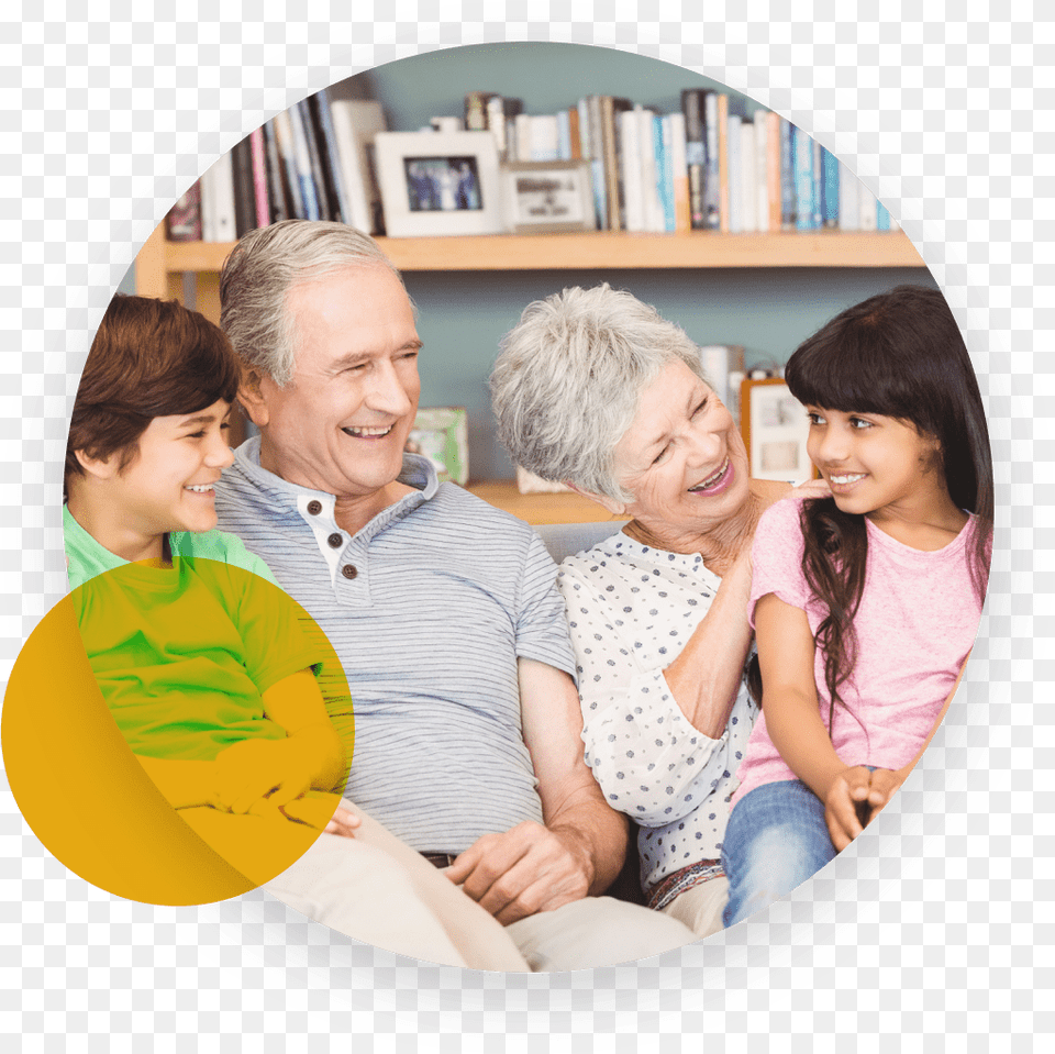 Grandchildren Smiling While Sitting On Their Grandparents Grandparents, People, Person, Photography, Head Free Transparent Png