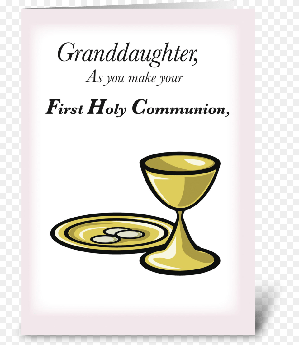 Granddaughter First Holy Communion Greeting Card First Holy Communion Wishes, Glass, Goblet, Smoke Pipe, Book Png