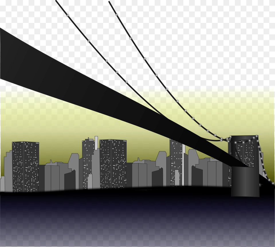 Grande Ville Clip Arts Skyline Of Bridge City, Metropolis, Urban, Suspension Bridge Png