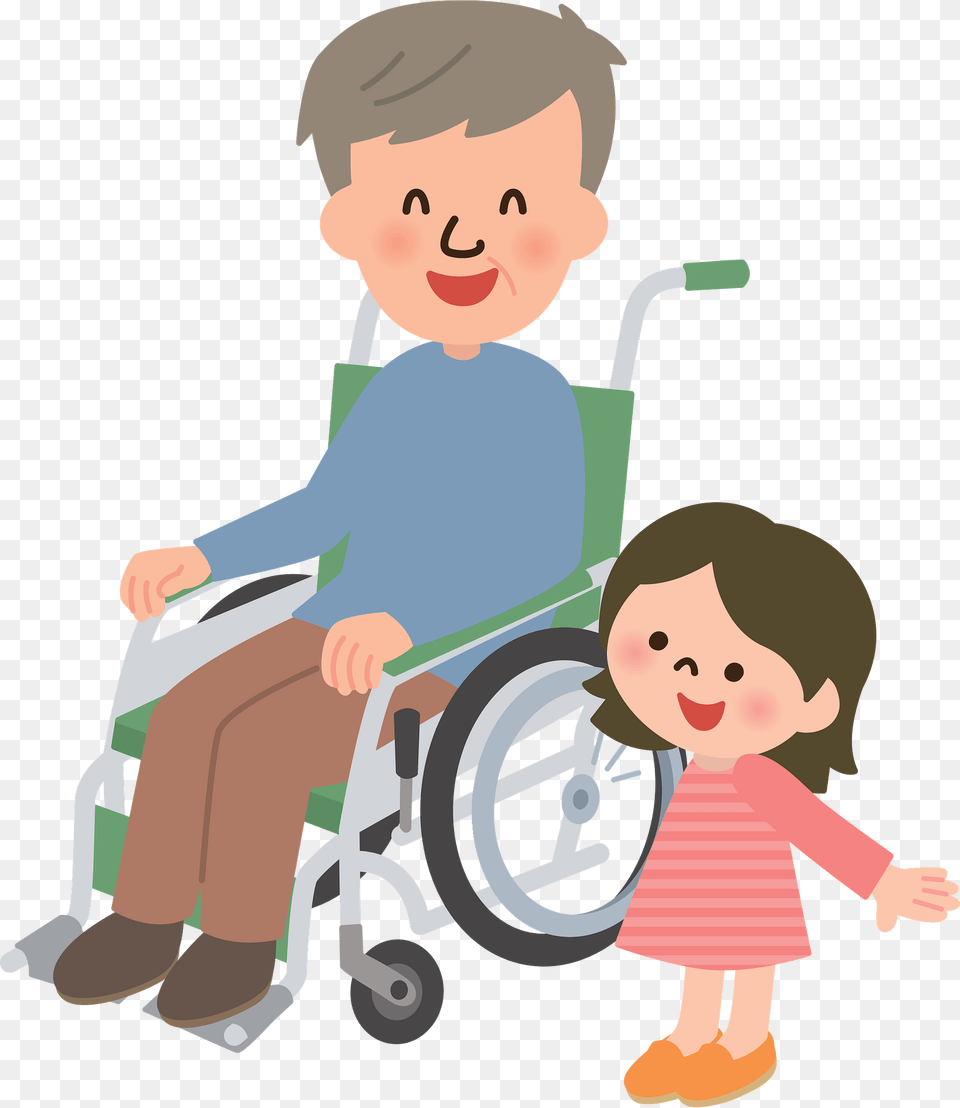 Grandfather And Granddaughter Clipart, Chair, Furniture, Baby, Person Free Png