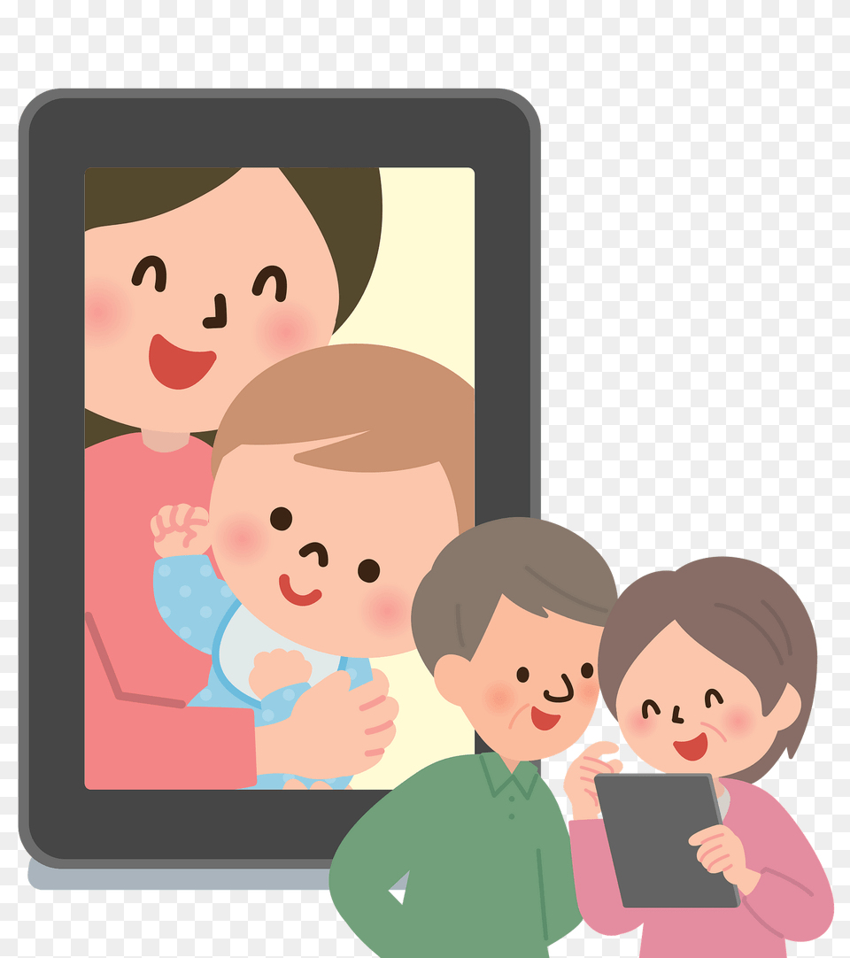 Grandfather And Grandmother Are On A Video Call To See Grandson Clipart, Computer, Electronics, Head, Baby Free Transparent Png