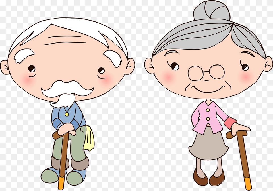 Grandfather And Grandmother Clipart, Baby, Person, Cartoon, Face Free Transparent Png