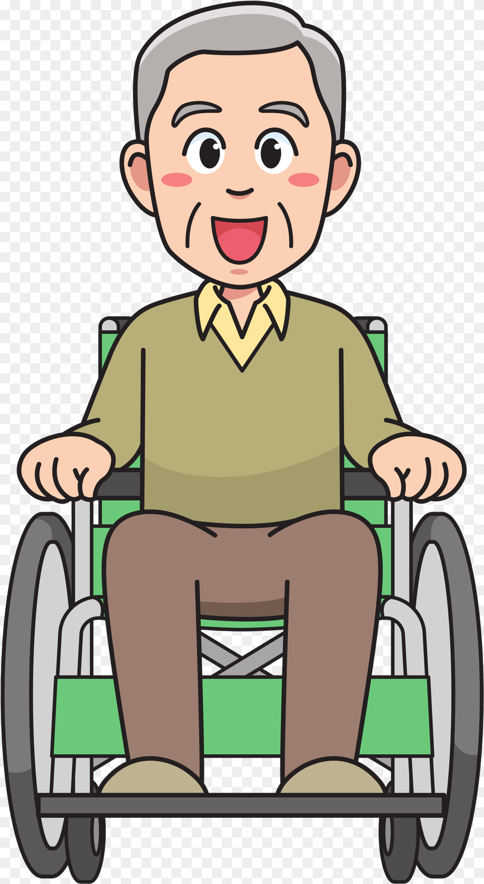 Grandfather Download Cartoon Person In A Wheelchair, Chair, Furniture, Baby, Face Png Image