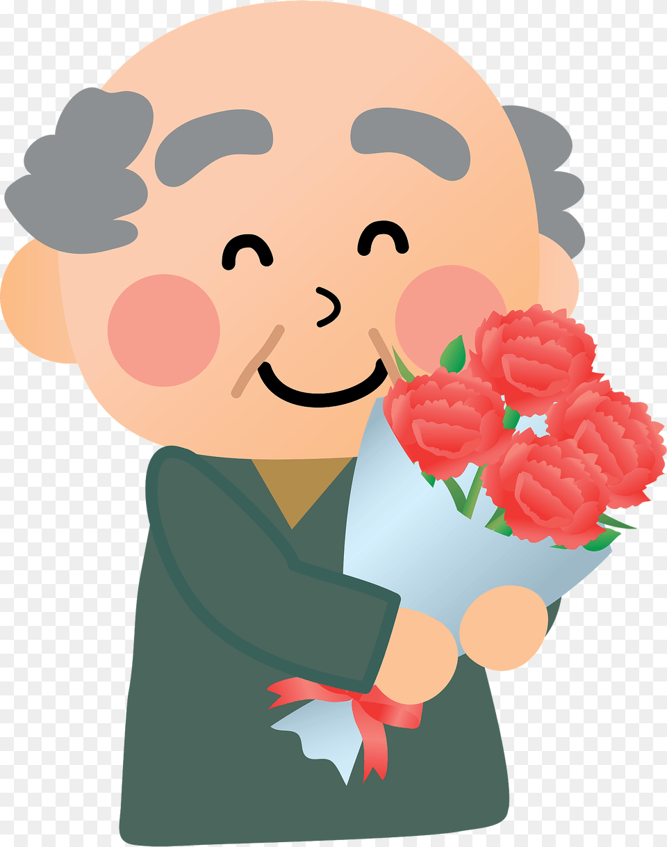 Grandfather Is Getting A Carnation Bouquet Clipart, Plant, Flower Bouquet, Flower Arrangement, Flower Png Image