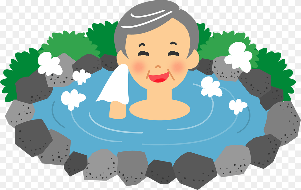 Grandfather Relaxing In A Hot Springs Clipart, Water Sports, Water, Swimming, Sport Free Png