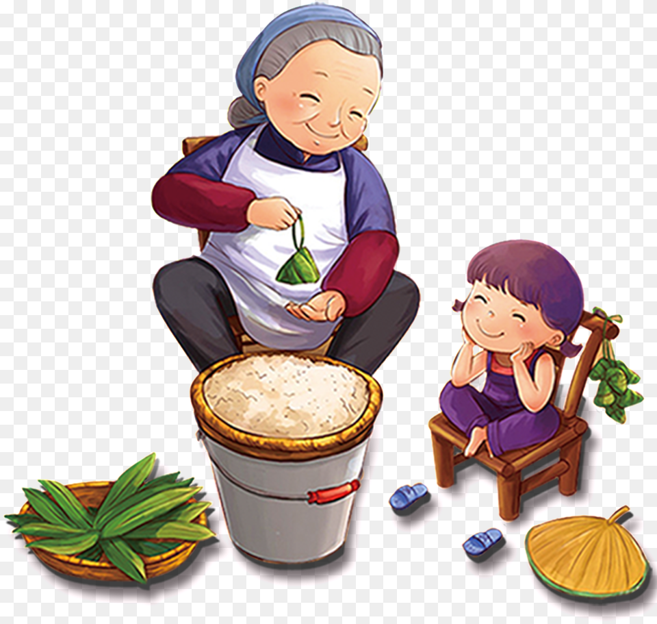 Grandma Bag Dumplings Dragon Boat Festival Zongzi, Baby, Person, Face, Head Free Png Download