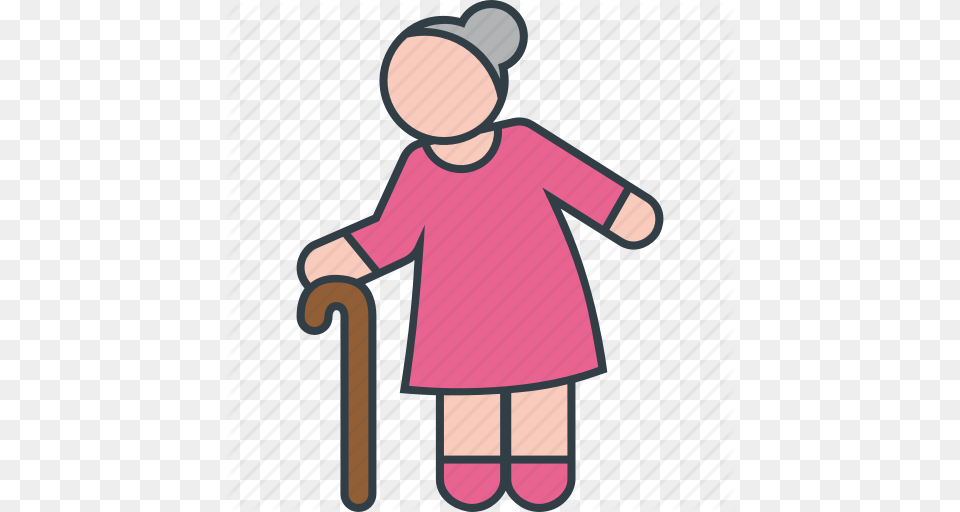 Grandma Grandmother Old Woman Icon, Stick, Baby, Person Free Png