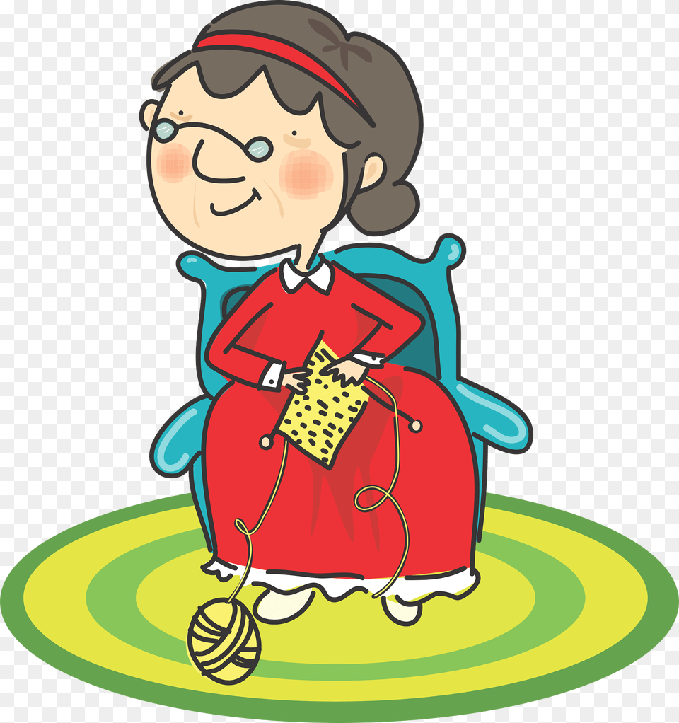 Grandma Knitting Clipart, Cartoon, Baby, Person, Face Free Png