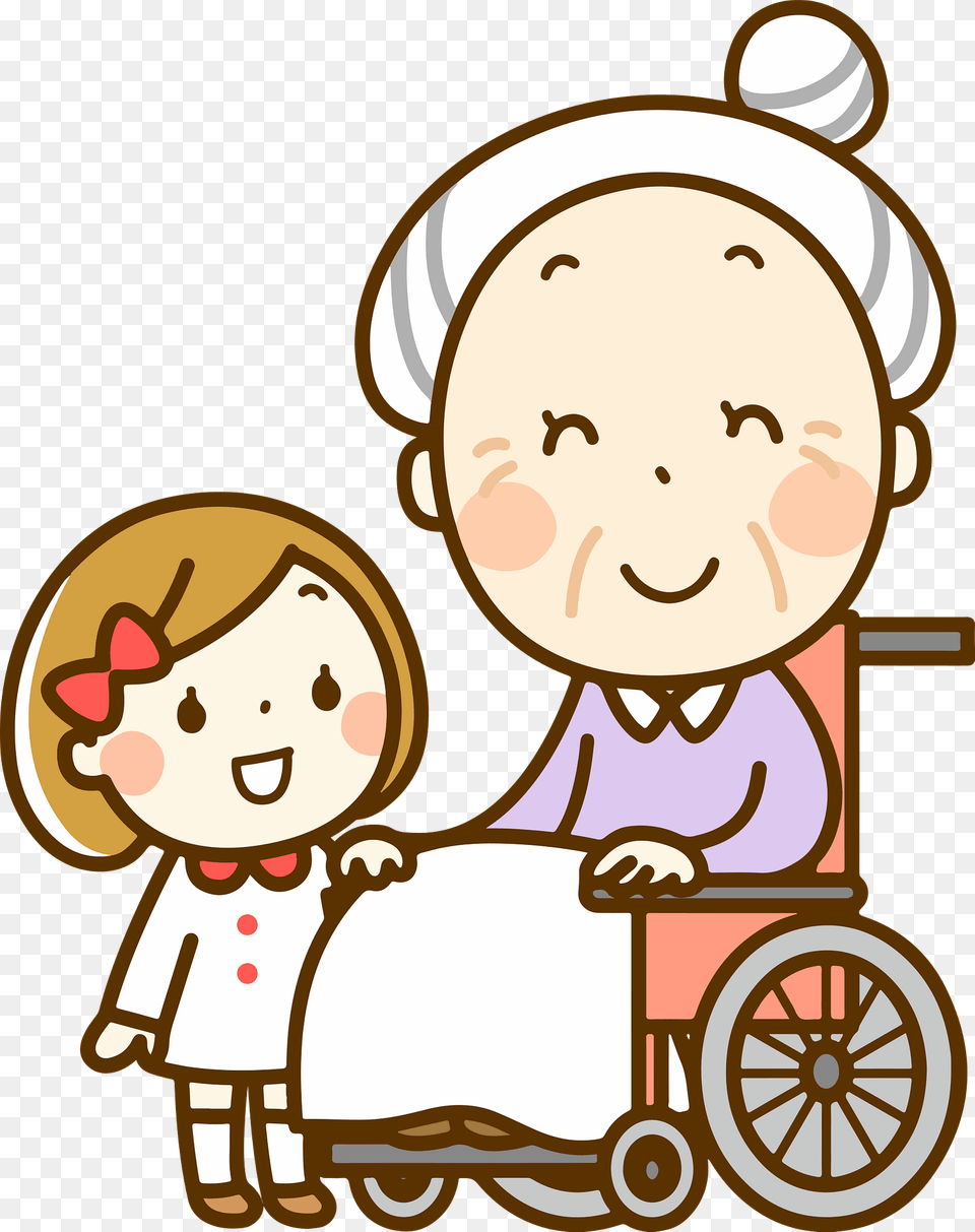 Grandmother And Granddaughter Clipart, Furniture, Chair, Person, Face Free Png Download
