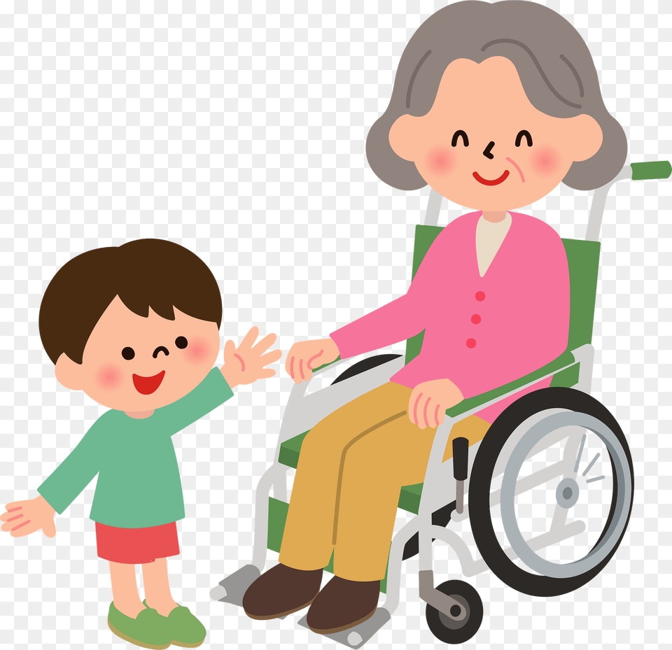 Grandmother And Grandson Clipart, Chair, Furniture, Baby, Person Free Png Download