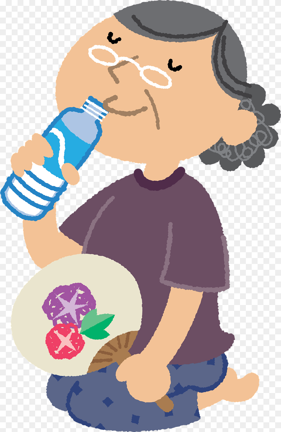 Grandmother Is Drinking Water Clipart, Baby, Person, Bottle, Face Free Png