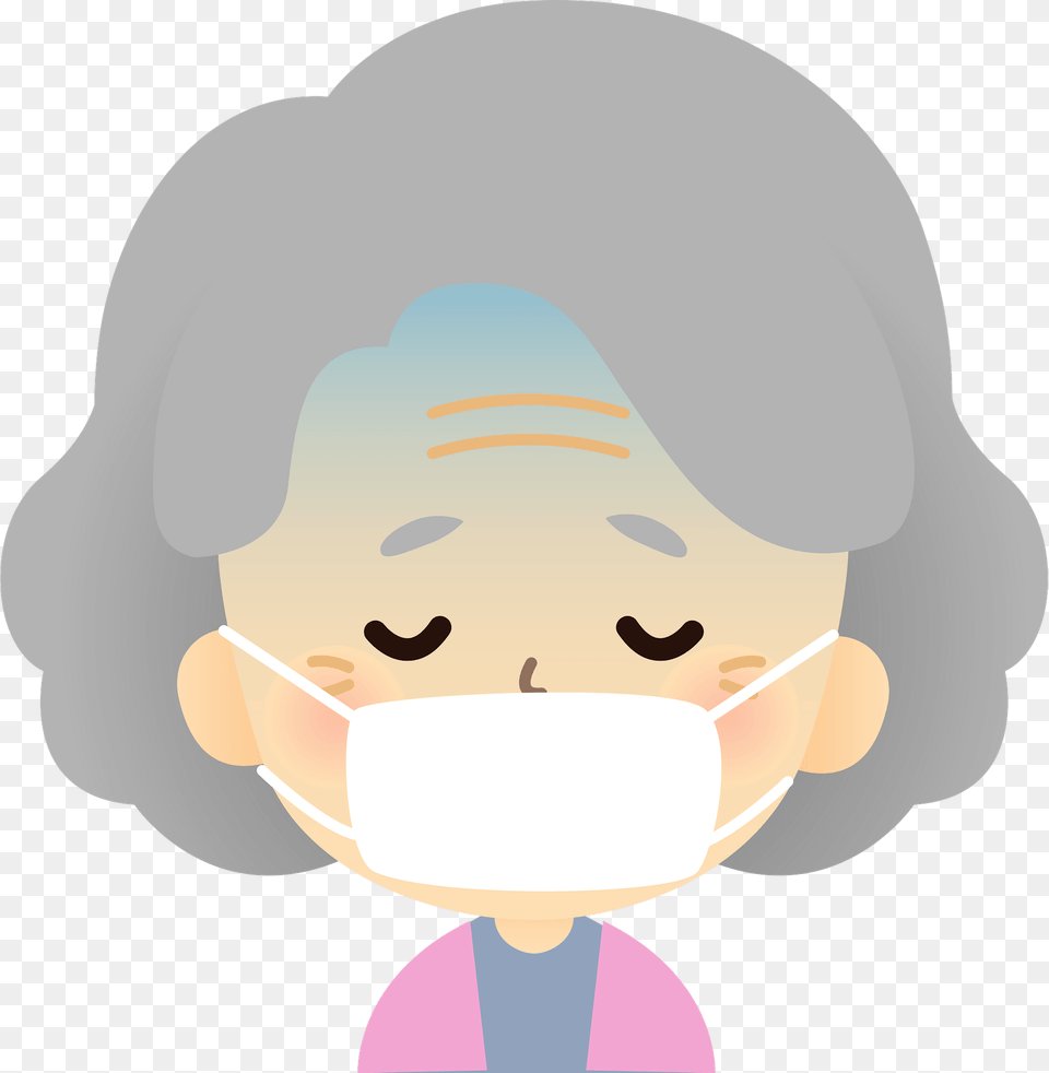 Grandmother Is Sick With A Cold Clipart, Head, Person, Face, Accessories Png Image