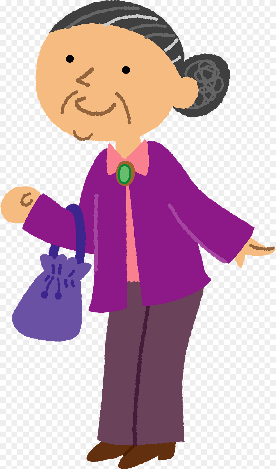 Grandmother Old Woman Clipart, Purple, Clothing, Coat, Person Free Png