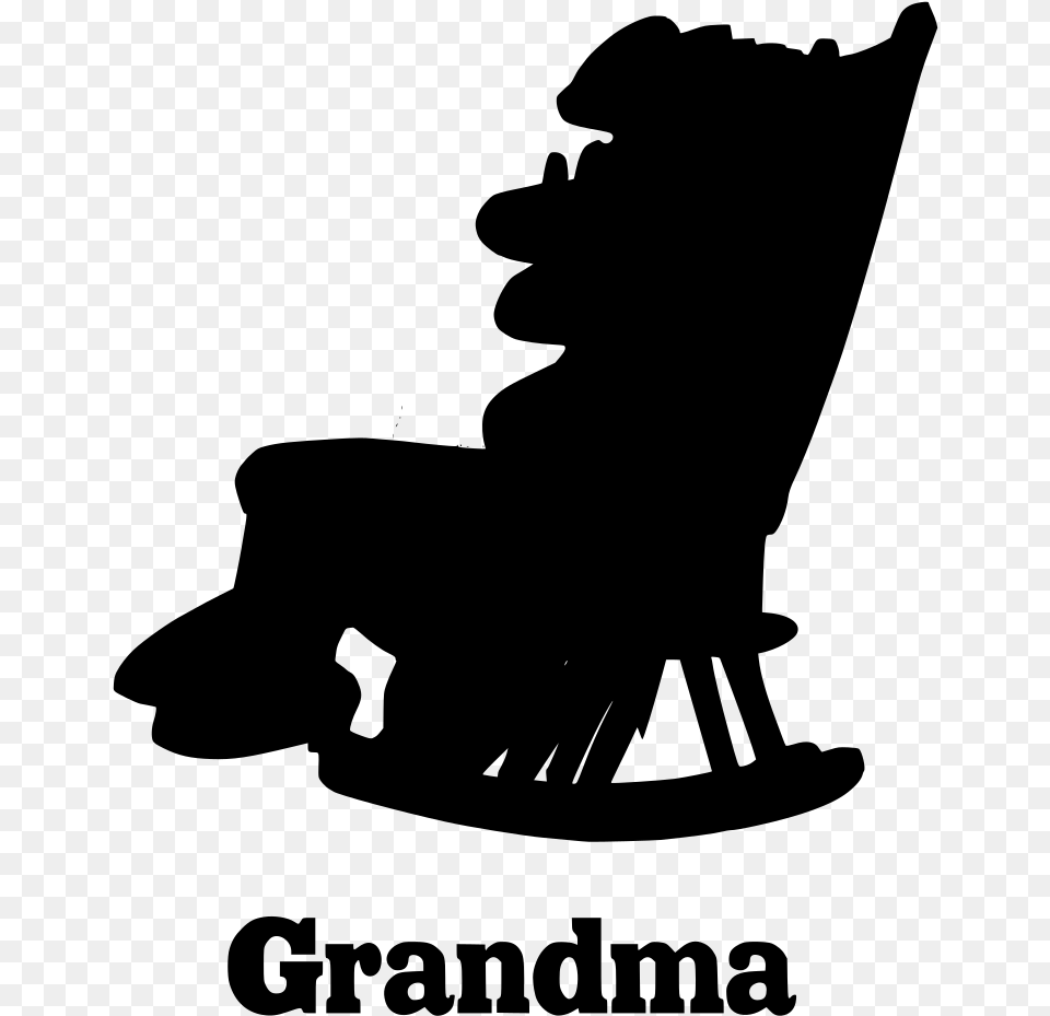 Grandmother Sitting On Rocking Chair, Gray Free Png Download