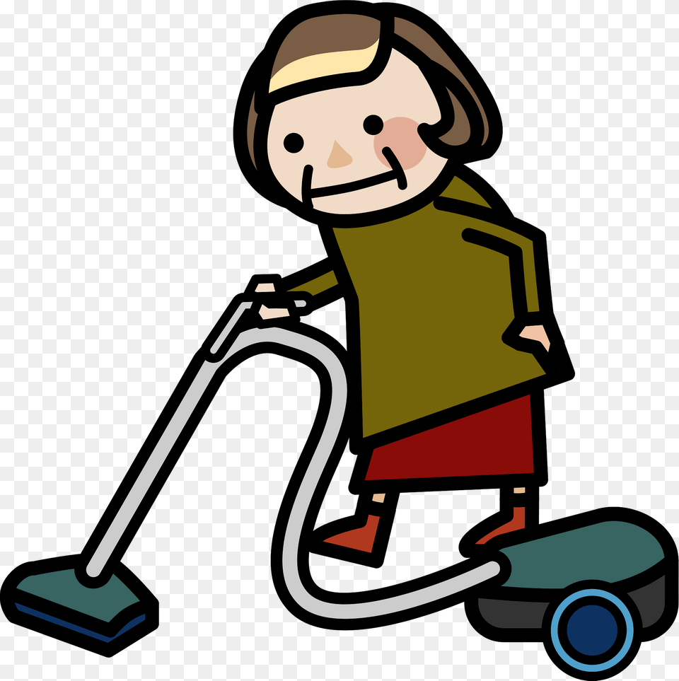Grandmother Using A Vacuum Cleaner Clipart, Cleaning, Person, Device, Grass Png