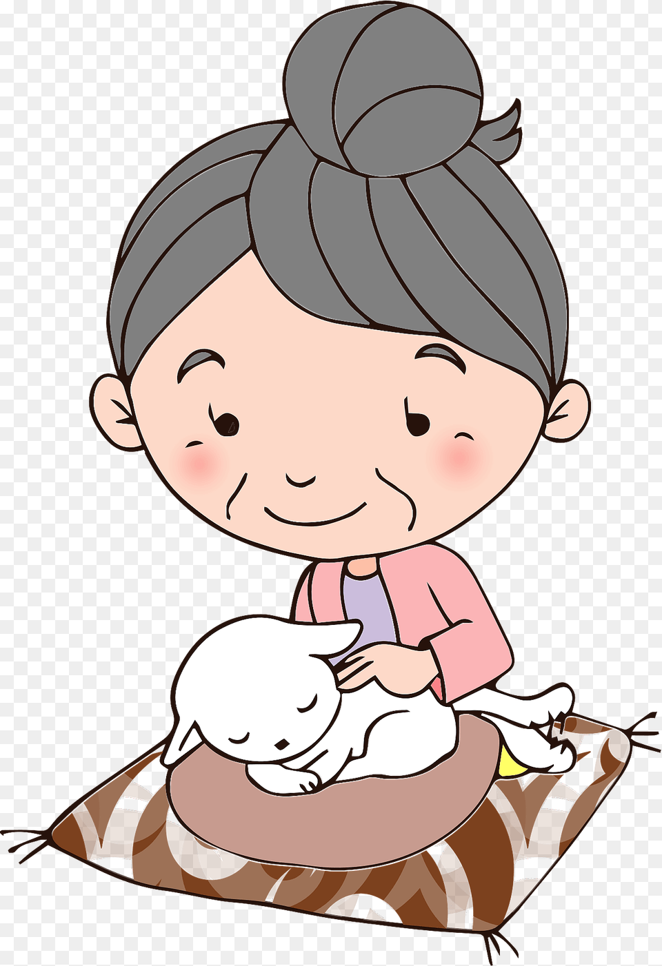 Grandmother With Cat Clipart, Baby, Person, Face, Head Free Png